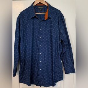 Paul Fredrick Non-Iron Shirt 19x35 Blue Micro Print NWOT